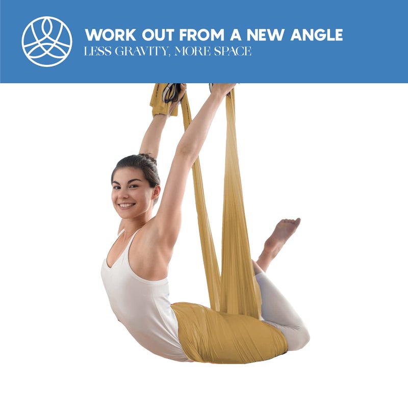 aum active Aerial Silk Yoga Hammock & Swing for Home, Inversion Exercises, Starter Kit for All Levels - Durable with Extension Straps, Carabiners, and Pose Guide - Image 5